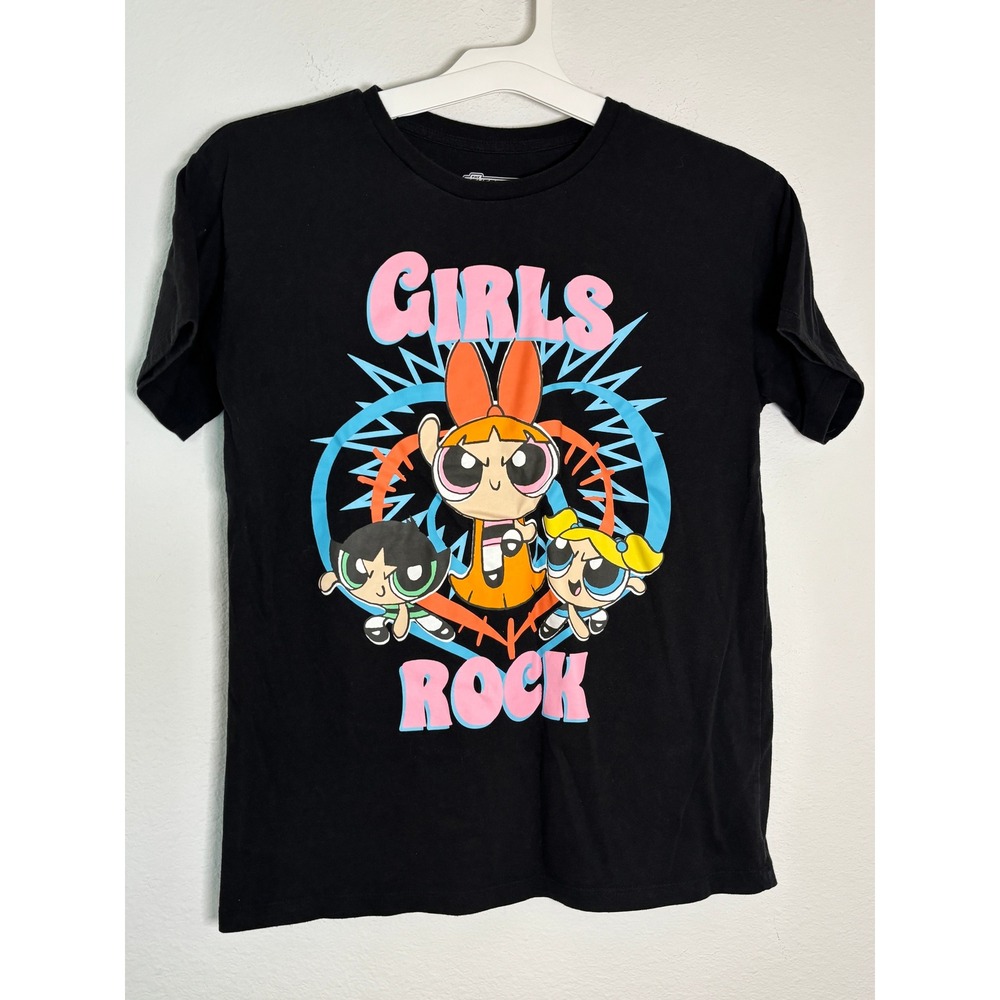 Powerpuff Girls Rock Graphic T-Shirt Black Girls XL 14/16 Cartoon Network Tee